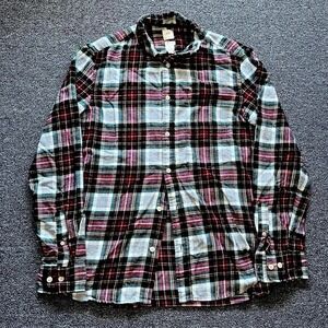 H&M Men‎ Plaid Flannel Long Sleeve Button Up Shirt Red Green White Size S
